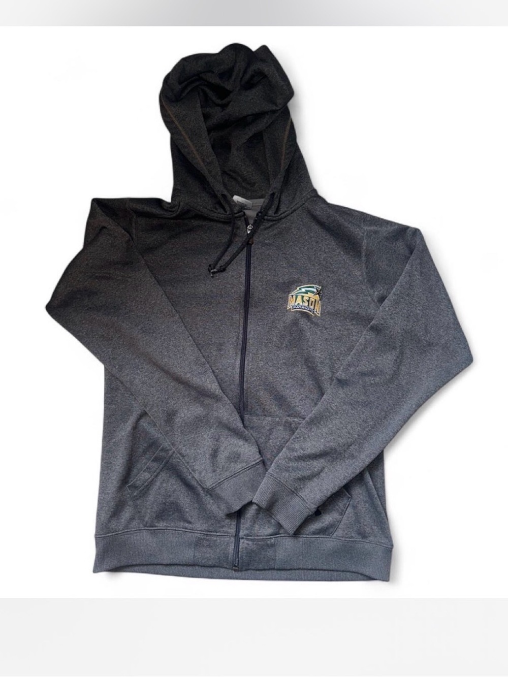 Under Armour Gray Full-Zip Hooded Sweatshirt with George Mason University Logo